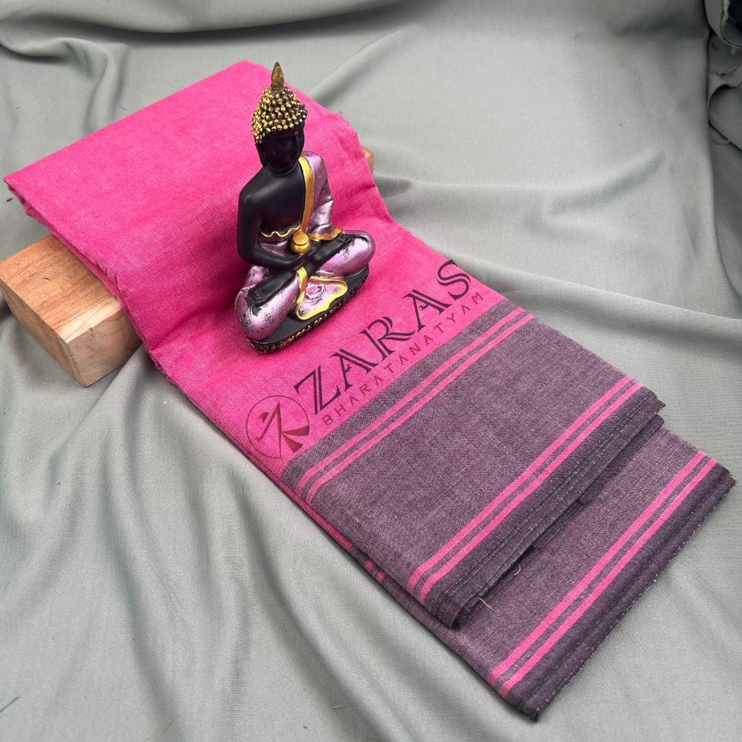 Bharatanatyam Dance Practice Saree - Pink with Black Plain Border image 0