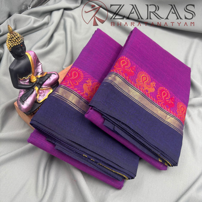 Bharatanatyam Dance Practice Saree - Purple Small Peacock Border image 1