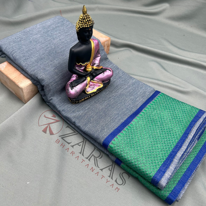 Bharatanatyam Dance Practice Saree - Grey Green Gopuram Border image 0