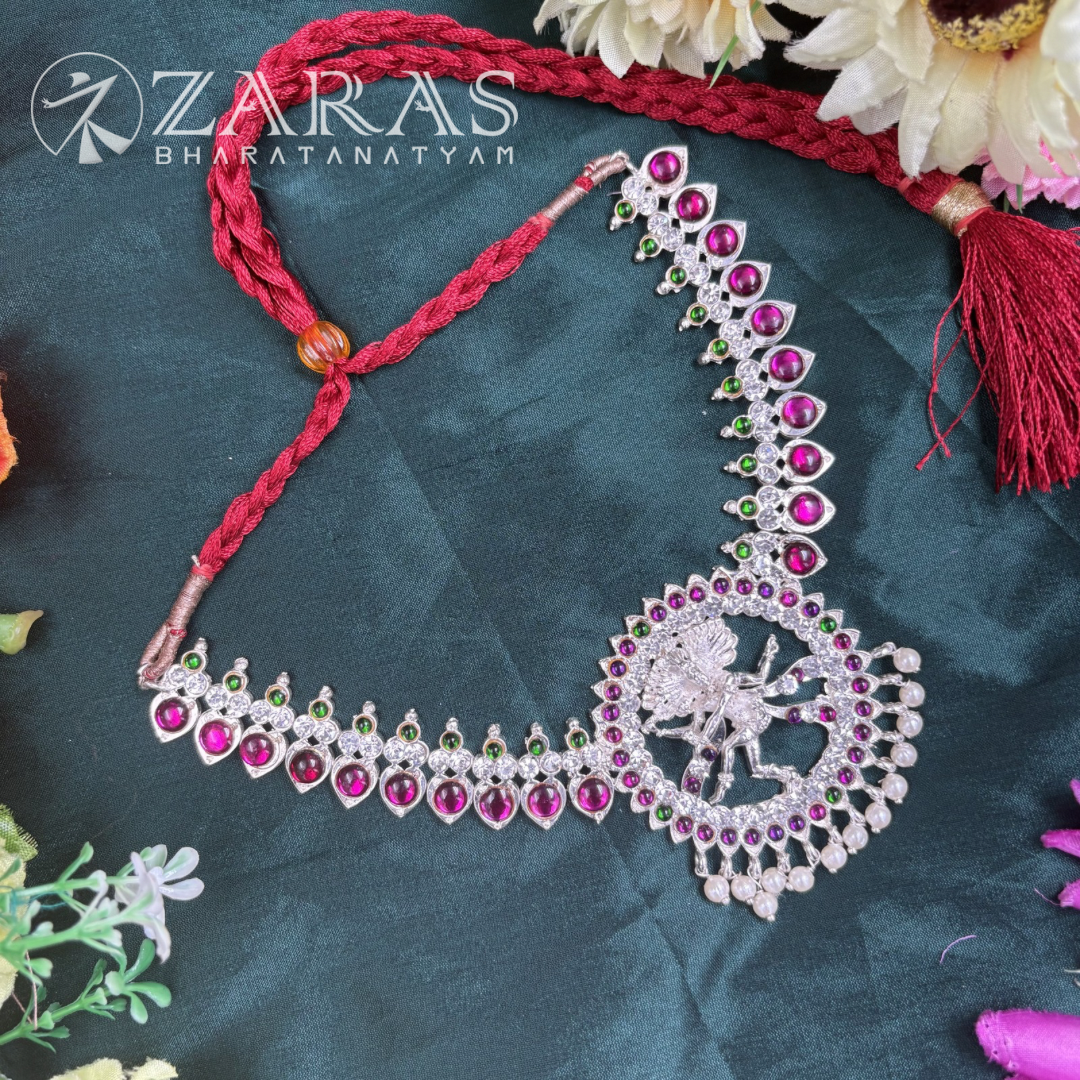Bharatanatyam Dance Silver Jewellery - Nadaraj Necklace PG Kemp Stone image 0