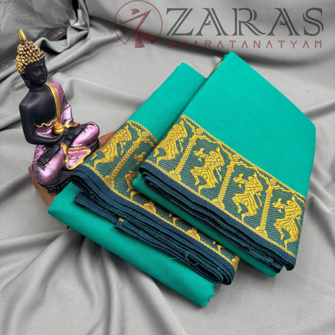 Bharatanatyam Dance Practice Saree - C Green Gold Doll Border image 2