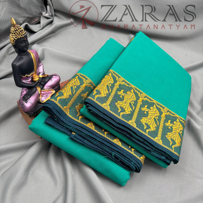 Bharatanatyam Dance Practice Saree - C Green Gold Doll Border image 2
