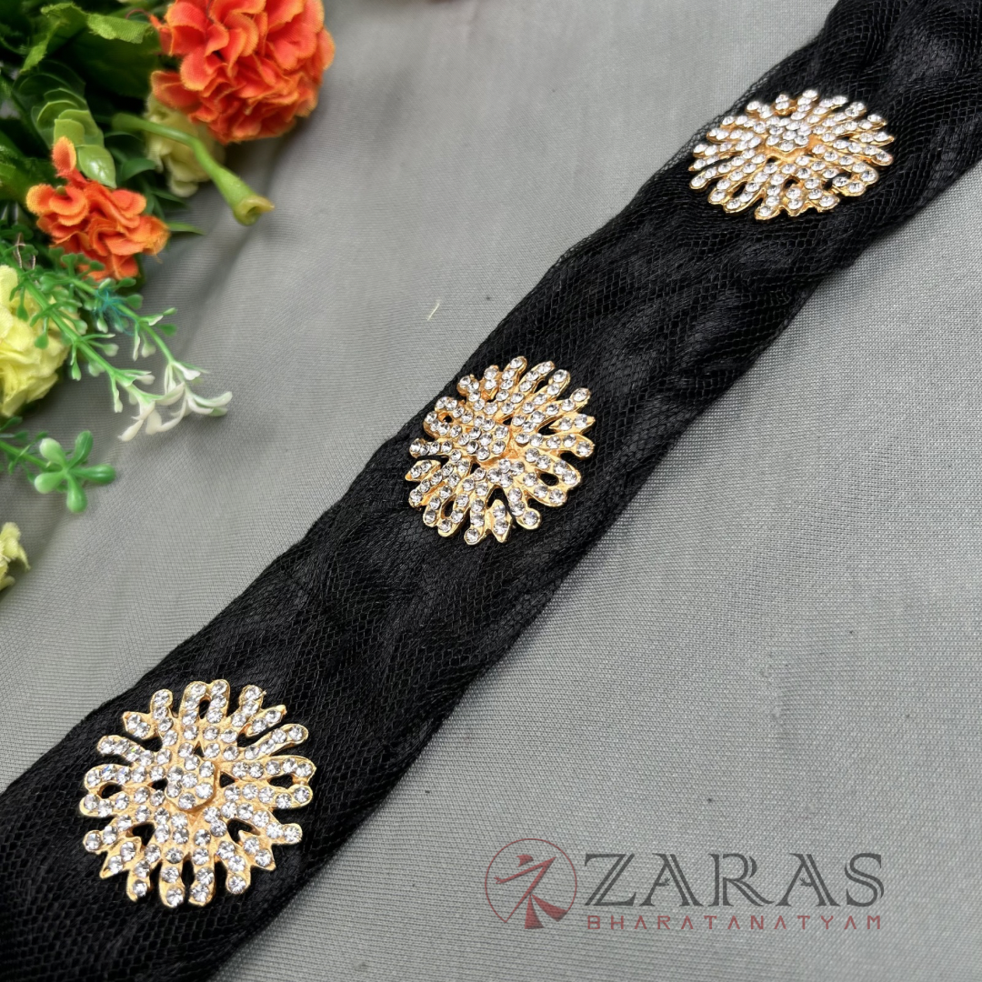 Bharatanatyam Dance Jewellery - Stone Jada Set Ro V with Hair Kunjalam image 1