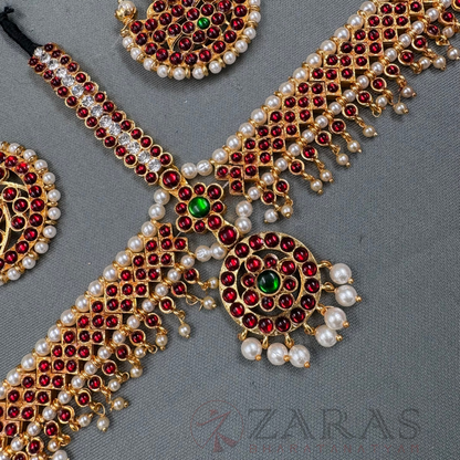 Bharatanatyam Dance Jewellery - Headset Round V RG Kemp Beads CS image 2