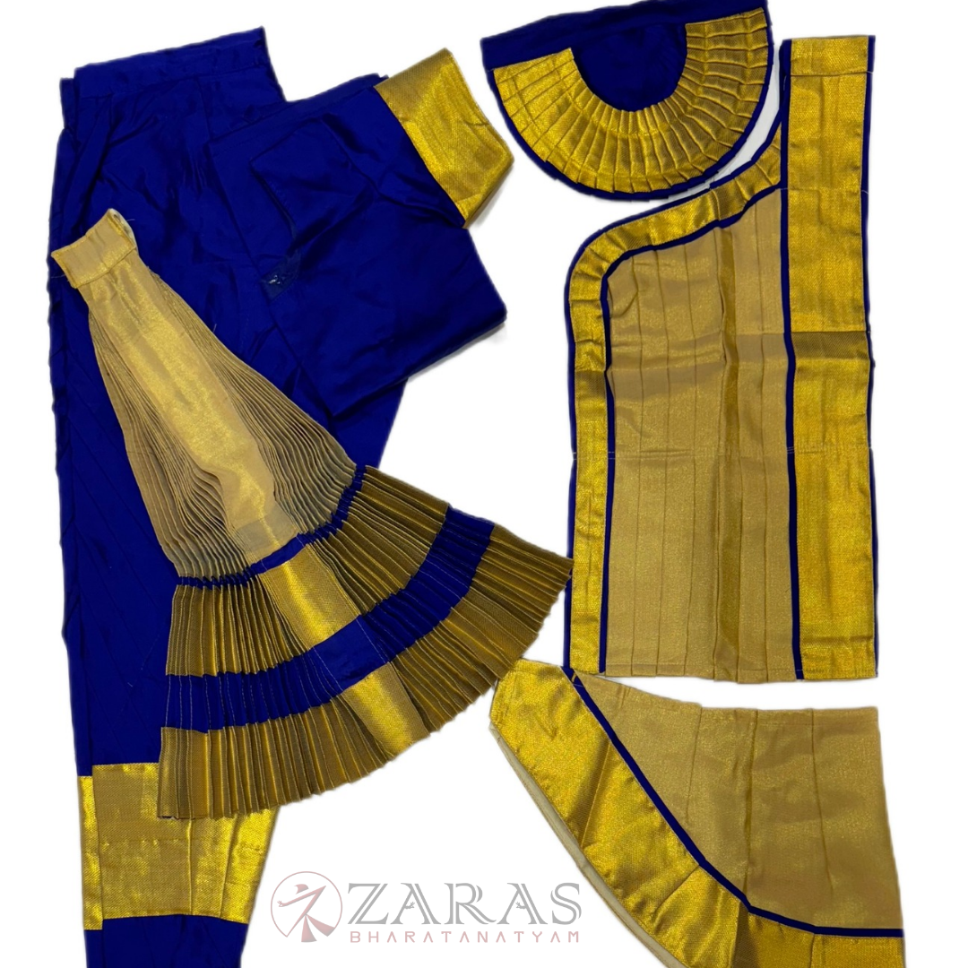 Bharatanatyam Dance Costume Readymade - Blue with Gold Tissue image 0