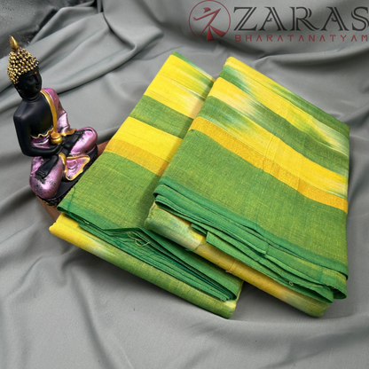 Bharatanatyam Dance Practice Saree - L Green GR Mixed Ikkat Border image 2