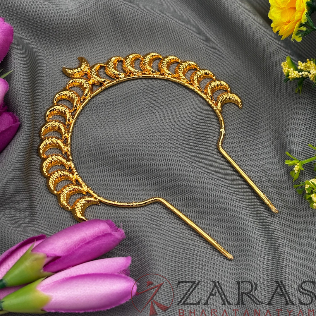 Bharatanatyam Dance Jewellery - Moon Gold Head Arch (Length: 5 inch; Dia: 4 inch) image 1