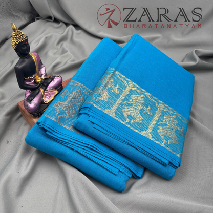 Bharatanatyam Dance Practice Saree - Light Blue Silver Doll Border image 2