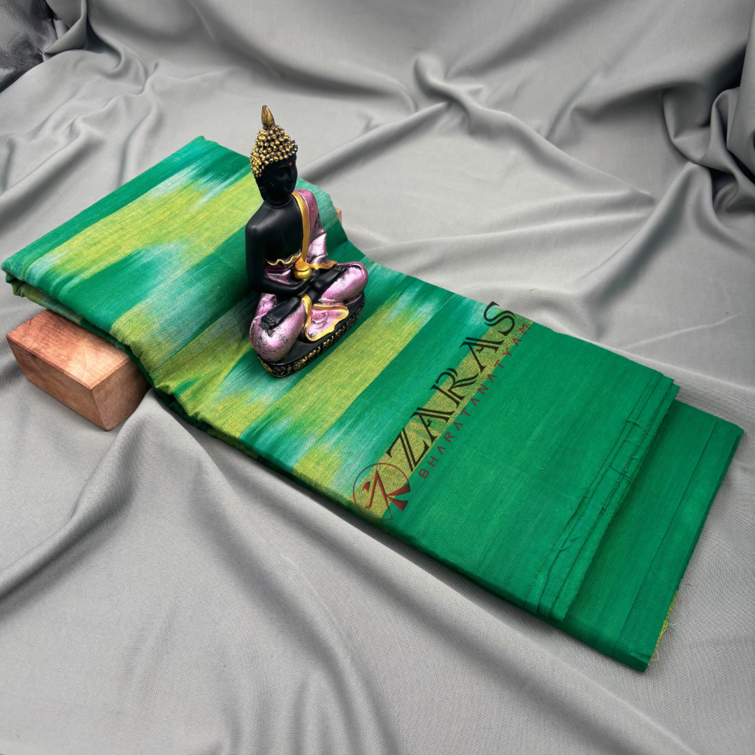 Bharatanatyam Dance Practice Saree - Green L GR Mixed Ikkat Saree image 2