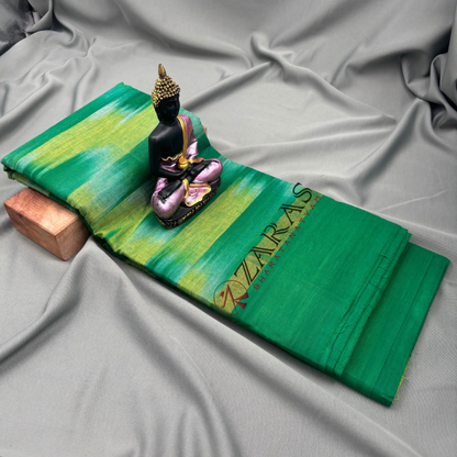 Bharatanatyam Dance Practice Saree - Green L GR Mixed Ikkat Saree image 2