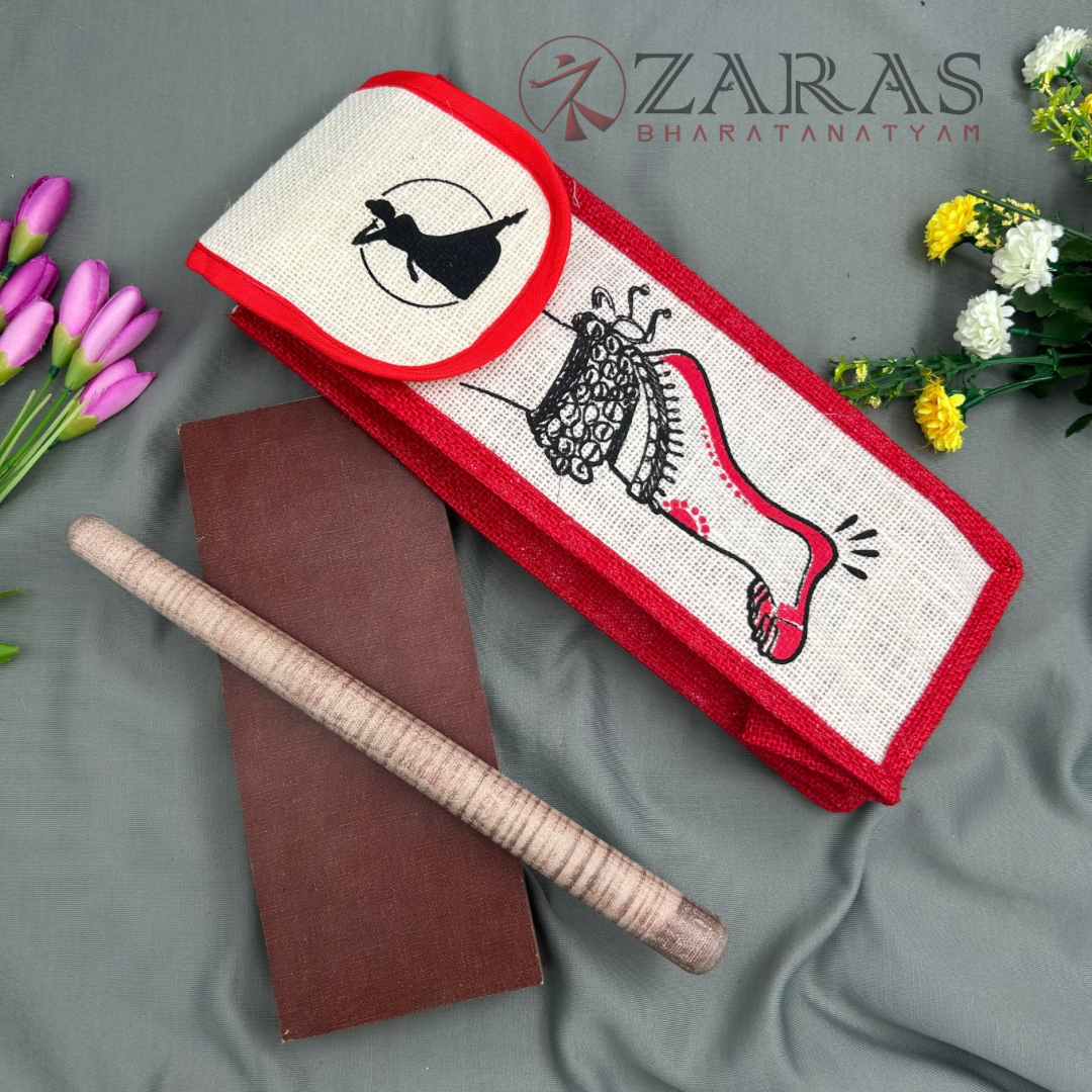 Bharatanatyam Dance Class Instruments - Fiber Thattu Manai (Small) Set + Salangai jute Bag (Combo) image 0