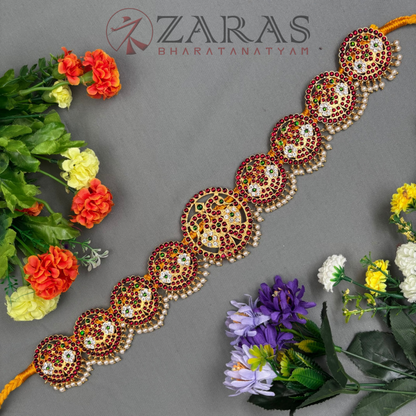 Bharatanatyam Dance Jewellery - Round Peacock RG Kemp CS Hip Belt (Ottiyanam) image 0