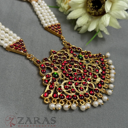 Bharatanatyam Dance Jewellery - 4 Lines Beads Padak RG Kemp (Muthu Maalai) image 2