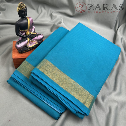 Bharatanatyam Dance Practice Saree - L Blue with Gold Plain Border image 1