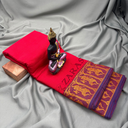 Bharatanatyam Dance Practice Saree - Red Vio Mustard Doll Border image 1