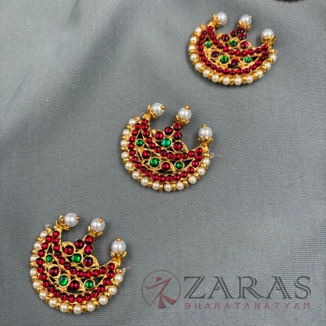 Bharatanatyam Dance Jewellery - Jada Billa Moon Design Kemp (Set of 9 Pcs) image 1