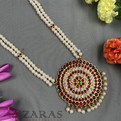 Bharatanatyam Dance Jewellery - 2L Beads Flower CS Kemp RG Haaram / Long Chain image 2