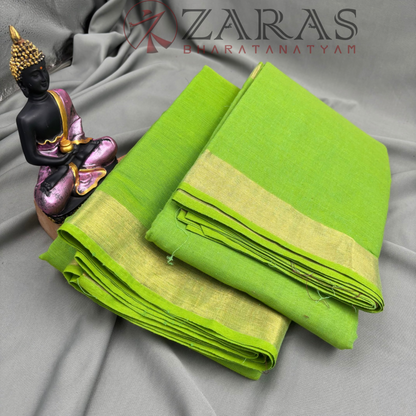 Bharatanatyam Dance Practice Saree - Light Green with Gold Plain Border image 2