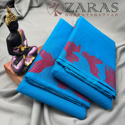 Bharatanatyam Dance Practice Saree - Blue with Pi Mudhra Border image 2