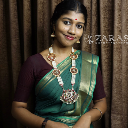 Bharatanatyam Dance Jewellery - 4 Lines Beads Sun & Moon RG Kemp Haaram / Long Chain image 1