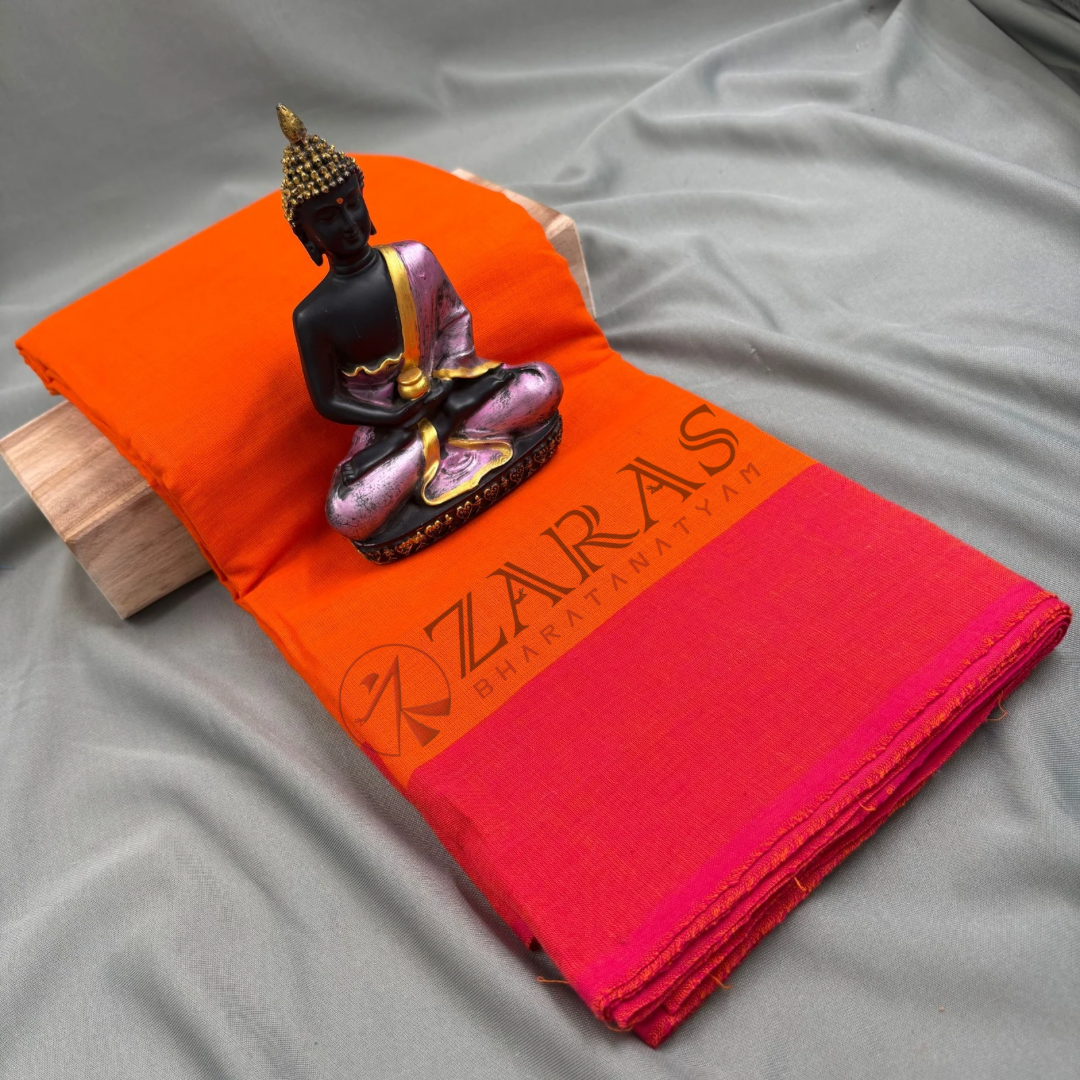 Bharatanatyam Dance Practice Saree - Orange with Red Plain Border image 0