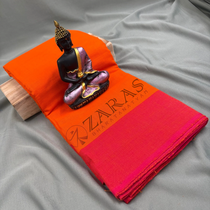 Bharatanatyam Dance Practice Saree - Orange with Red Plain Border image 0