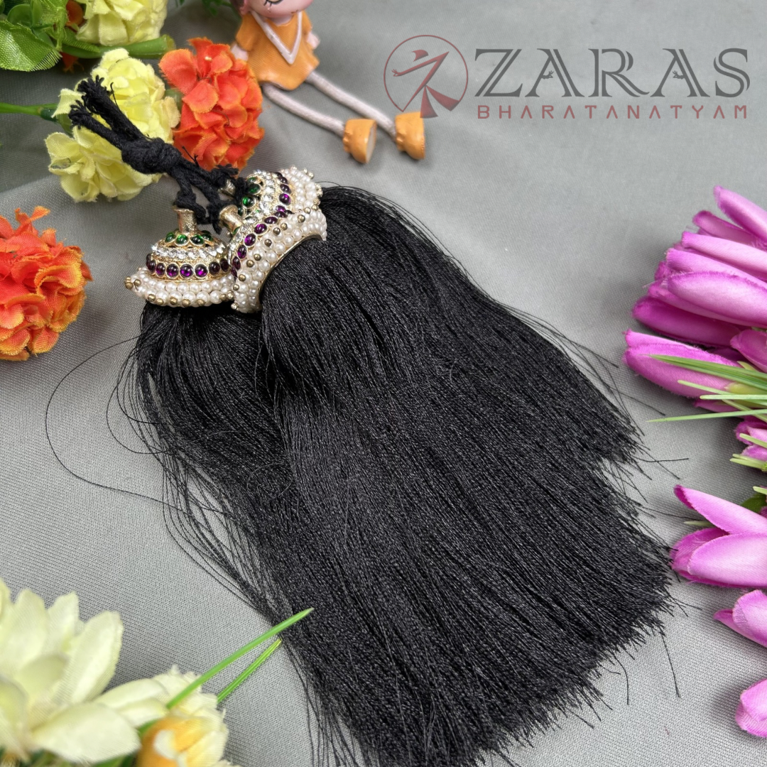 Bharatanatyam Dance Jewellery Black - Kemp Kunjalam 3 Line Thread Type image 0