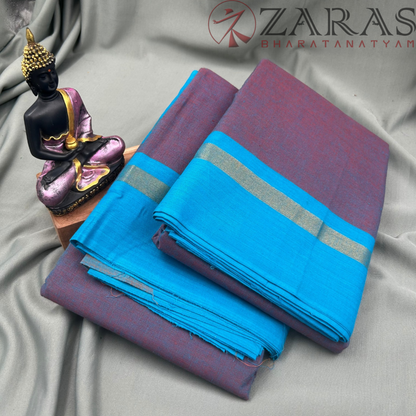Bharatanatyam Dance Practice Saree - Lavender Mix Blue Plain Border image 1