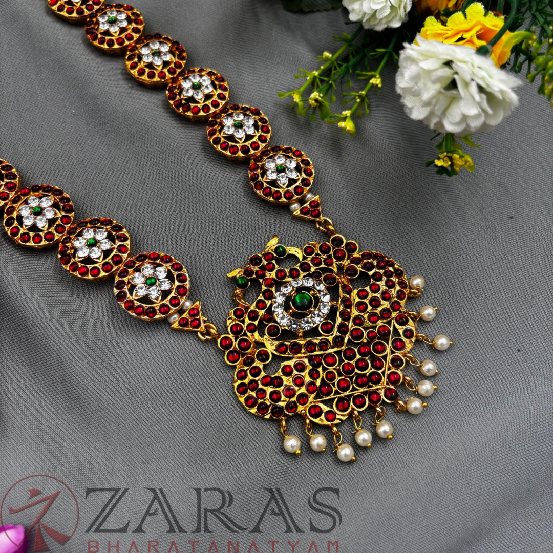 Bharatanatyam Dance Jewellery - Haaram Round & Peacock RG Kemp CS image 0