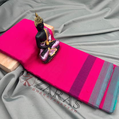 Bharatanatyam Dance Practice Saree - Pink Triple Border image 0