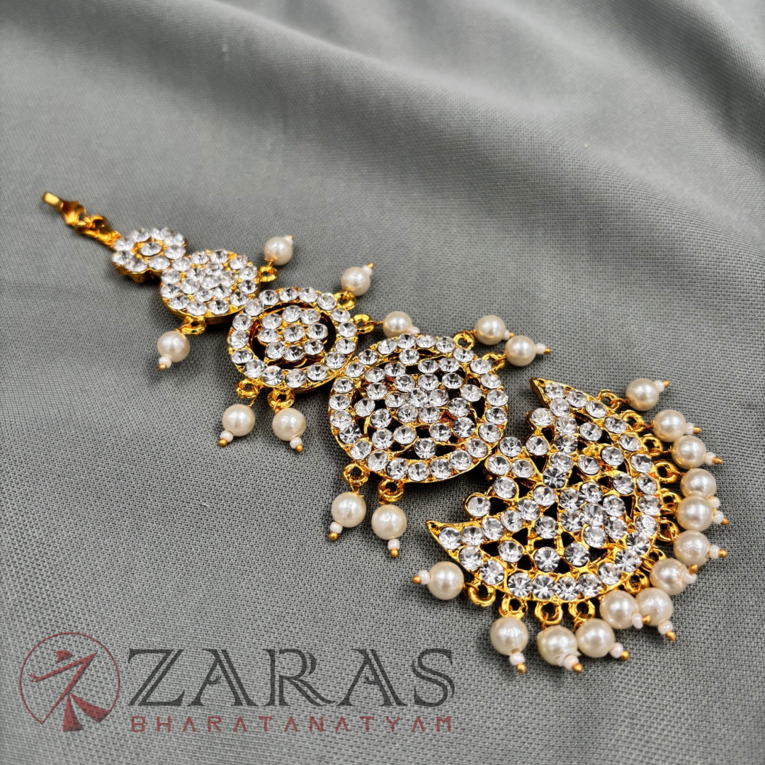 Bharatanatyam Dance Jewellery - Round & Moon Full Stone Netti Chutti image 3
