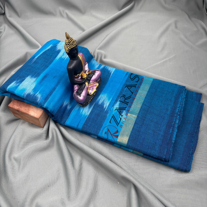 Bharatanatyam Dance Practice Saree - Blue L Blue Mixed Ikkat Saree image 1