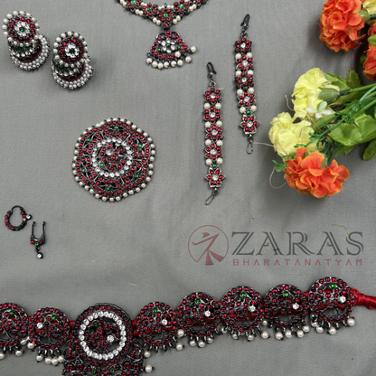 Bharatanatyam Dance Black Jewellery - Flower Full Set Kemp RGS image 2