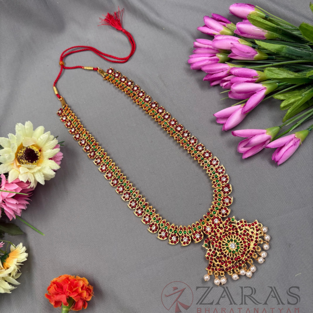Bharatanatyam Dance Jewellery Haaram - Manga RG Kemp Maalai / Long Beads image 0