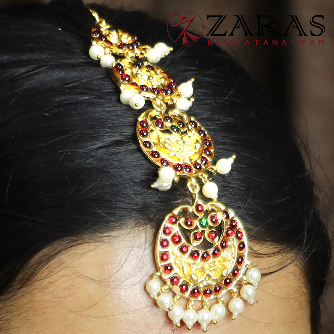 Bharatanatyam Dance Jewellery - MO 4S Red Green Kemp Netti Chutti image 0