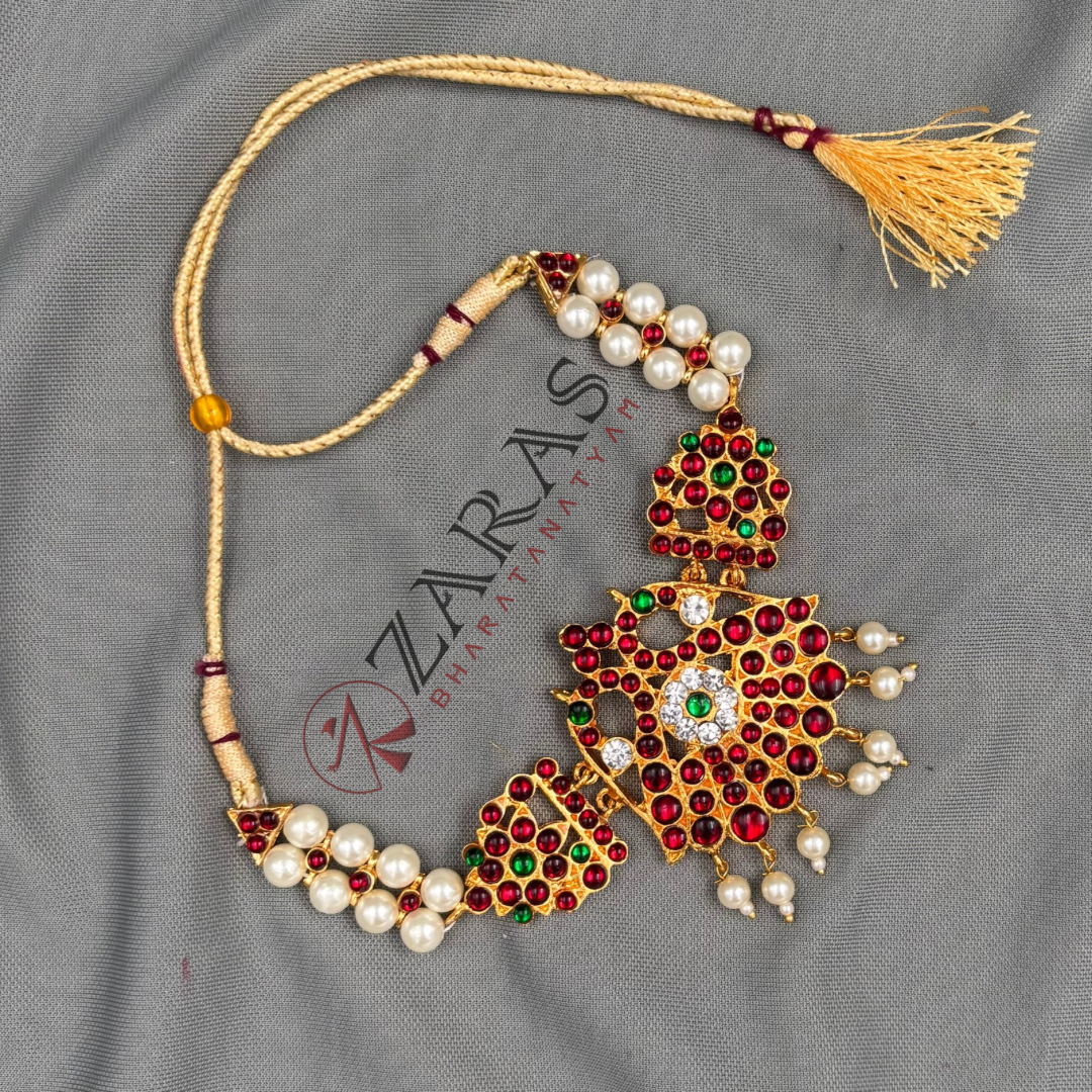Bharatanatyam Dance Jewellery - Necklace Muthu Pe design kemp image 3