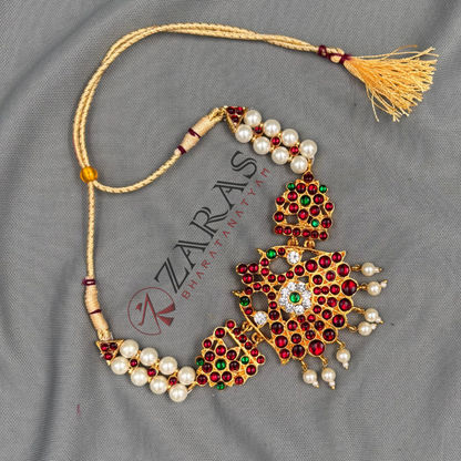 Bharatanatyam Dance Jewellery - Necklace Muthu Pe design kemp image 3