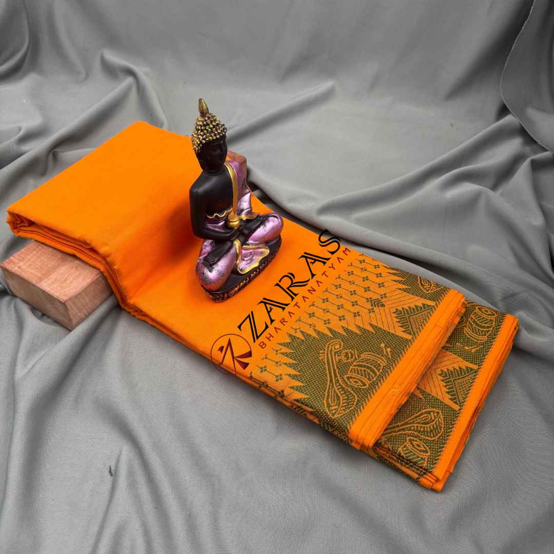 Bharatanatyam Dance Practice Saree - Mango Yellow GR Veena Border image 1