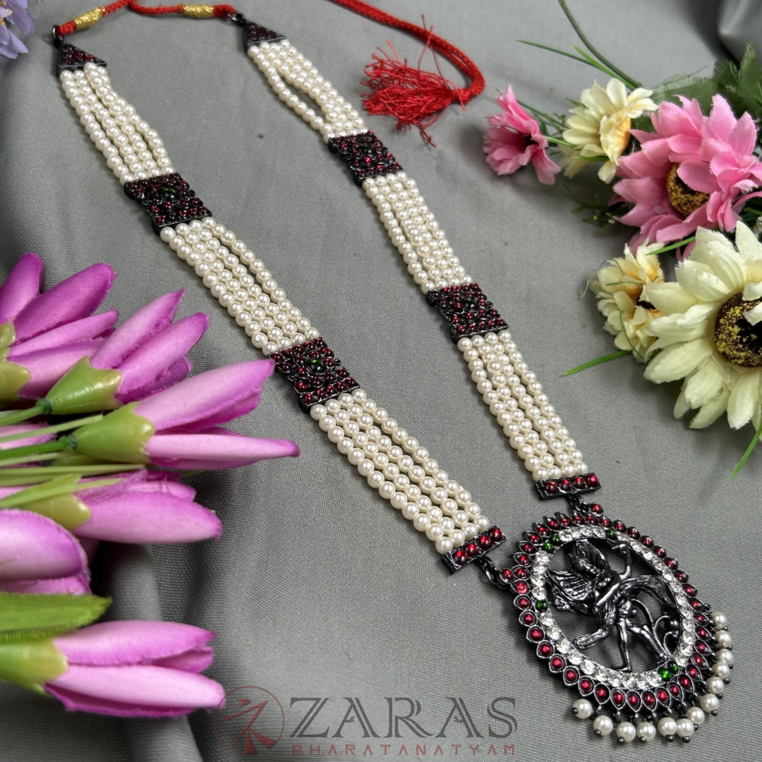 Bharatanatyam Dance Jewellery Black - 4 Lines Beads Nadaraj RG kemp Haaram image 1