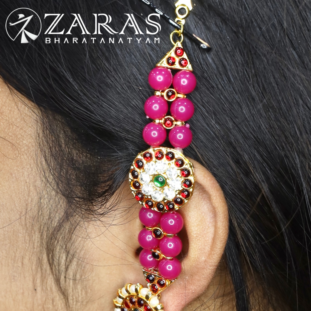 Bharatanatyam Dance Jewellery - Round & Pink balls CS RG Kemp Maatal image 0