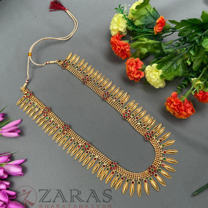 Bharatanatyam Dance Jewellery Haaram - Gold Flower RG Kemp Maalai / Long image 0