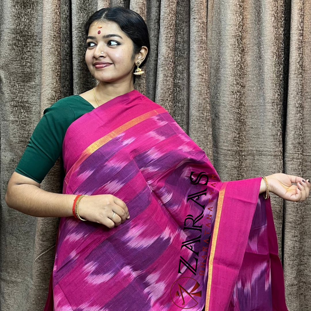Bharatanatyam Dance Practice Saree - Purple Pink Mixed Ikkat Saree image 0