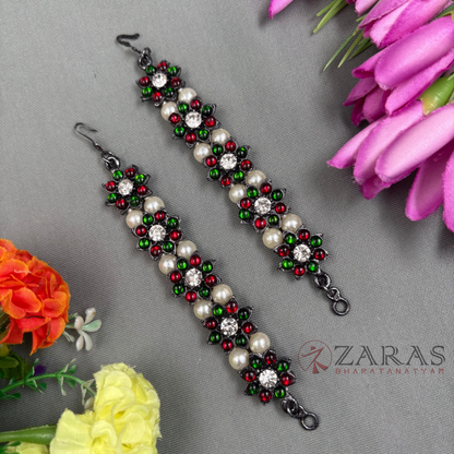 Bharatanatyam Dance Jewellery Black - Maatal Flowre RG Kemp CS Pearls image 0