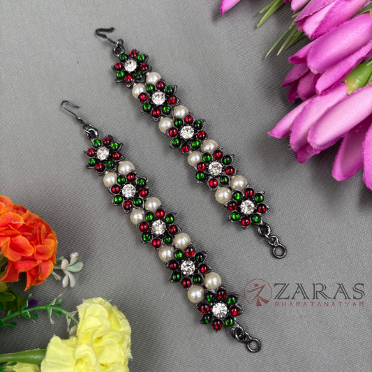 Bharatanatyam Dance Jewellery Black - Maatal Flowre RG Kemp CS Pearls image 0