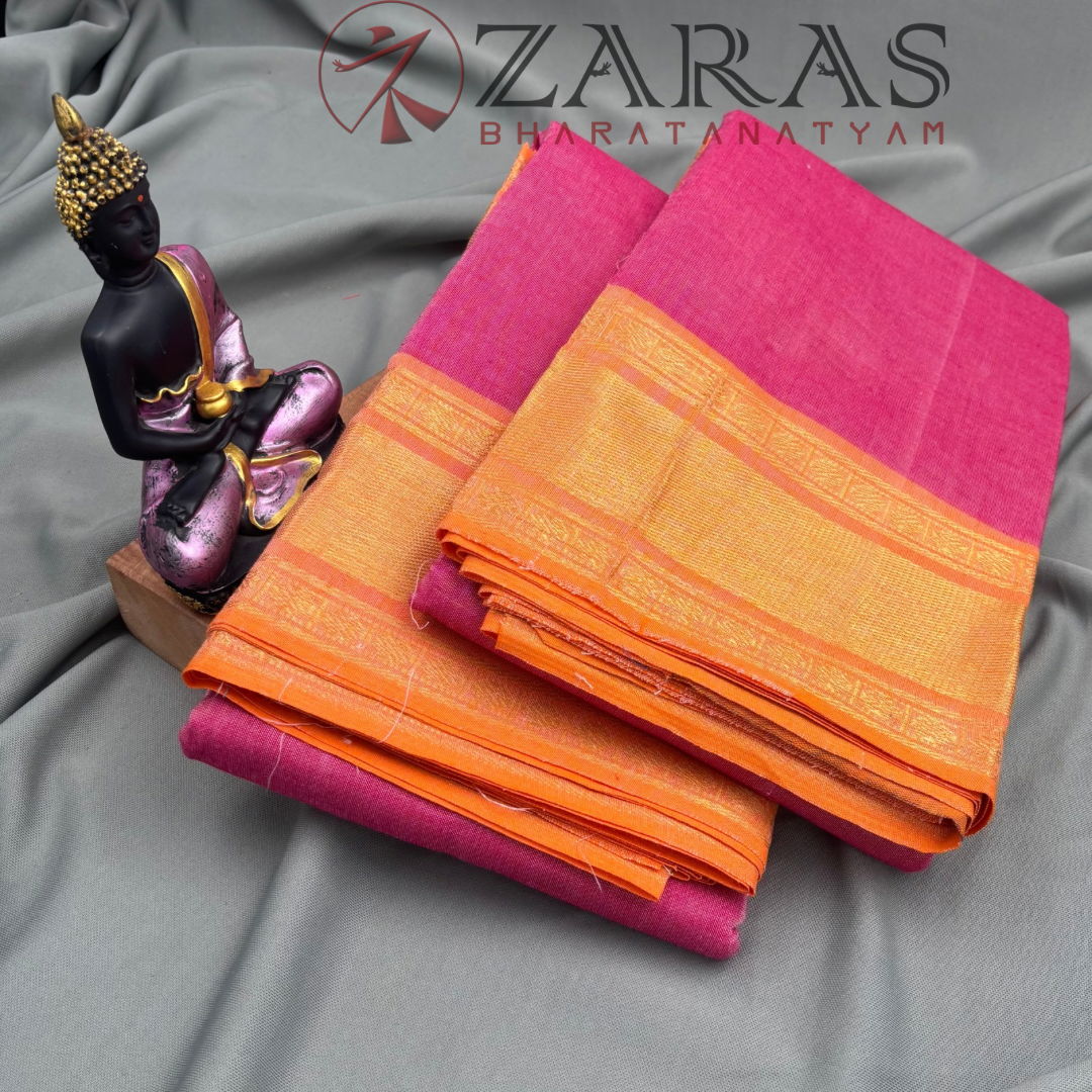 Bharatanatyam Dance Practice Saree - Pink Gold Double Coin image 2