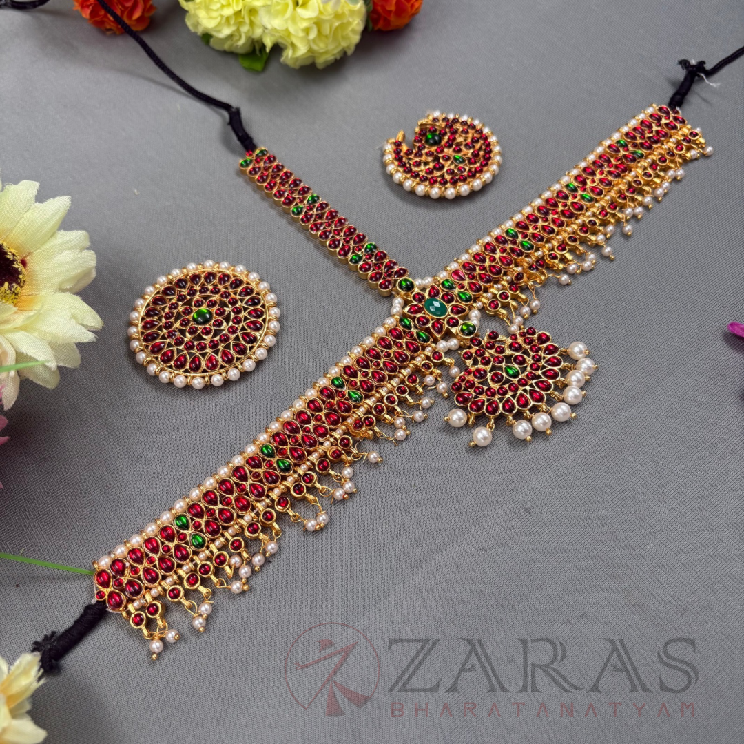 Bharatanatyam Dance Jewellery - Headset Thilagam RG Kemp Beads CS image 1