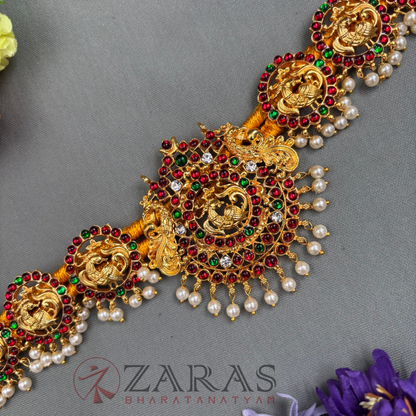 Bharatanatyam Dance Jewellery - Peacock RG Kemp CS Hip Belt (Ottiyanam) image 2