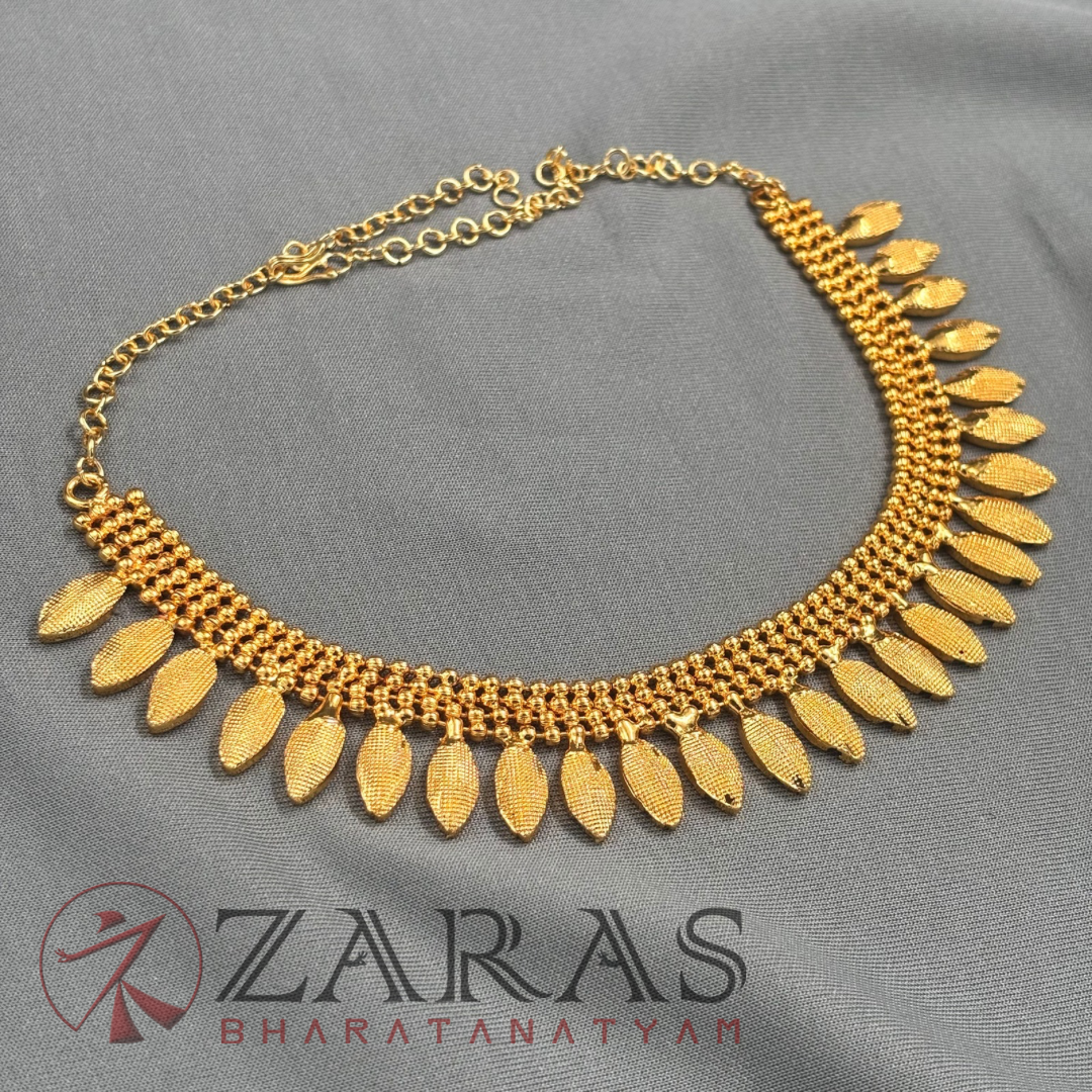 Bharatanatyam Dance Jewellery - Necklace Full Gold Leaf Design image 2