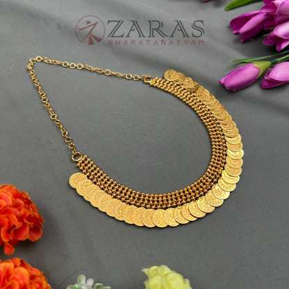 Bharatanatyam Dance Jewellery - Necklace Gold Coin Design KaasU Maala Type image 0