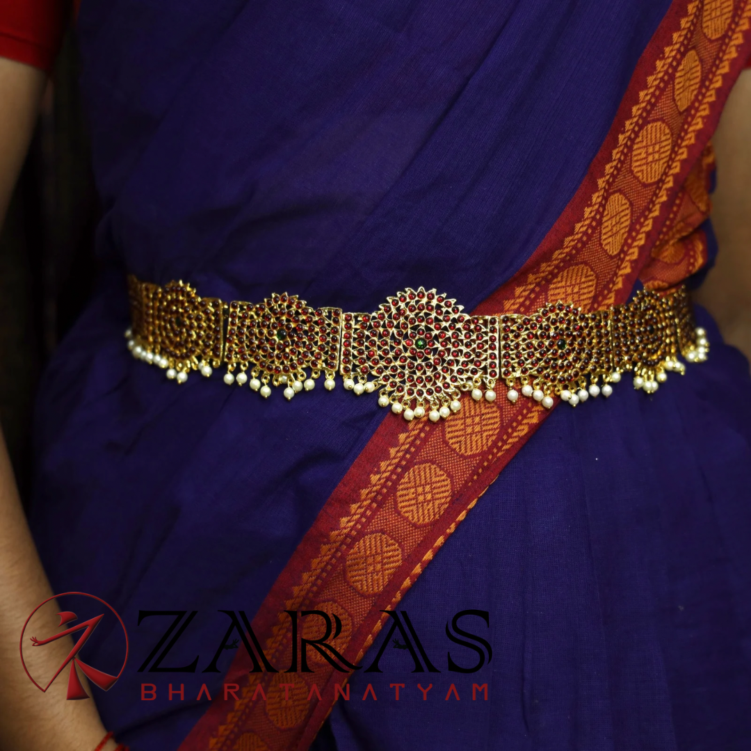 Bharatanatyam Dance Jewellery - Round RG kemp Hip Belt Red (Ottiyanam) image 0